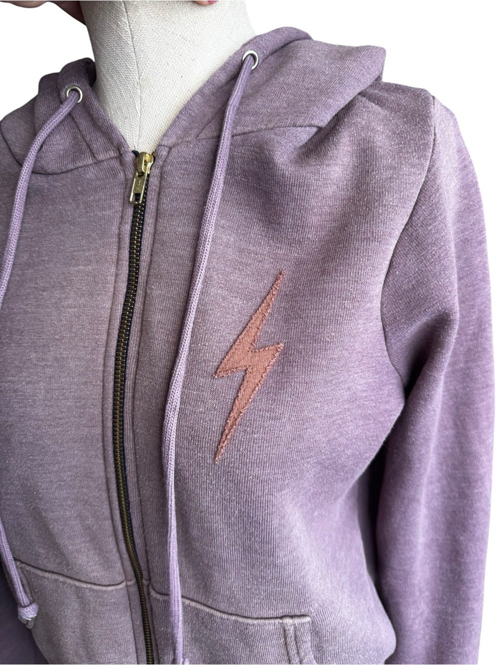Aviator Nation Bolt Stitch 2 Zip Hoodie in Faded Mocha XS - Picture 8 of 15